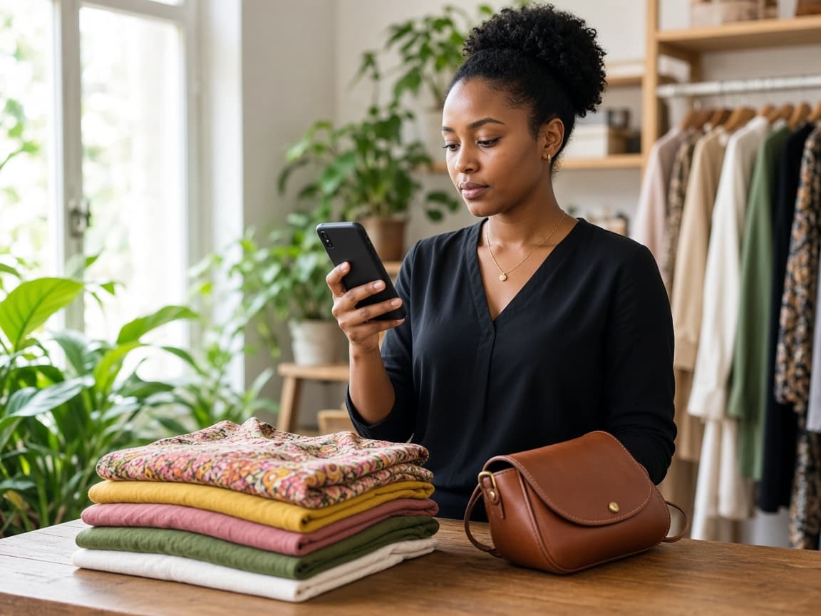 Business owner photographing products for their store